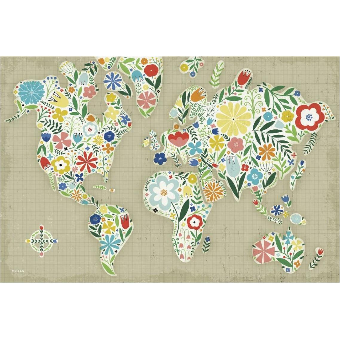 Floral World Tan -Paper Art-38&quotx26"