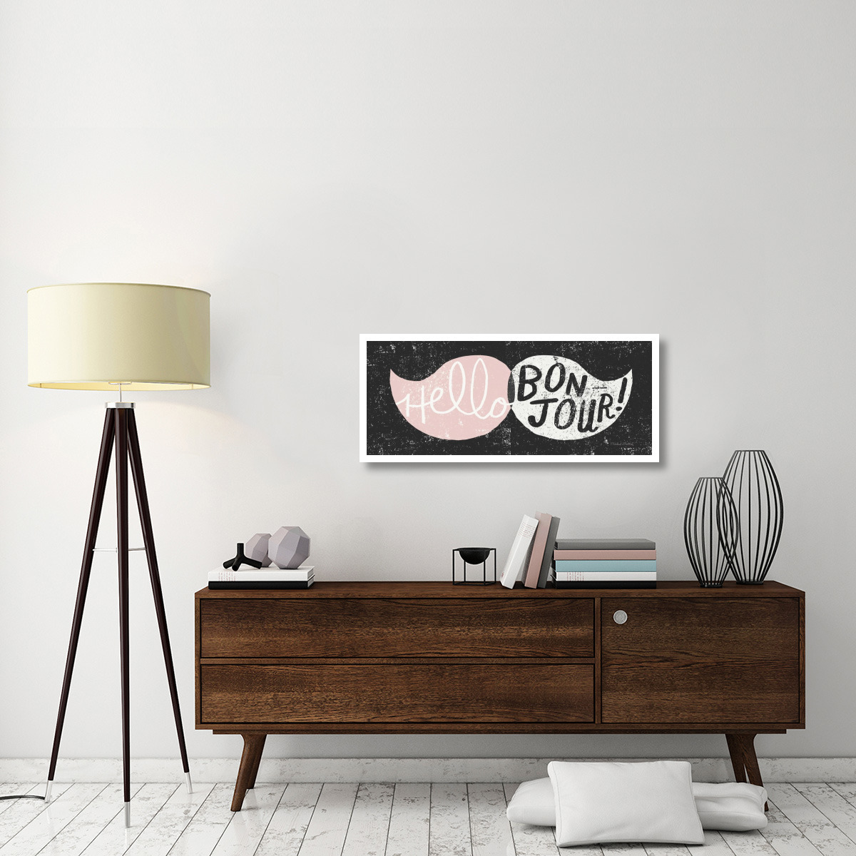Ridiculous Mustache Vintage Panel Black and Pink -Paper Art-42&quotx18"