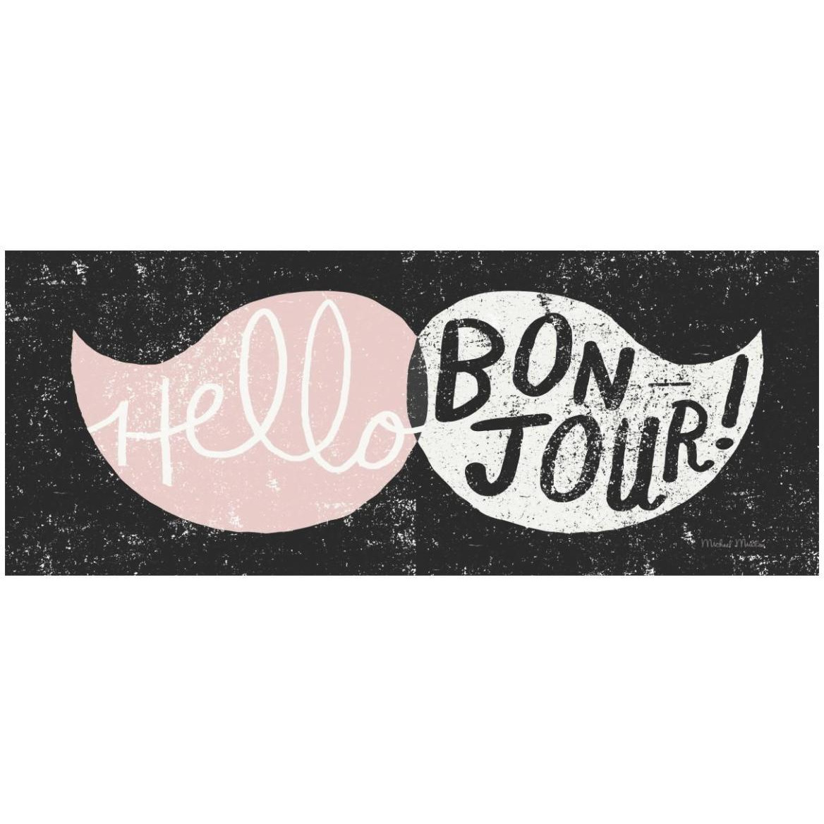 Ridiculous Mustache Vintage Panel Black and Pink -Paper Art-52&quotx22"