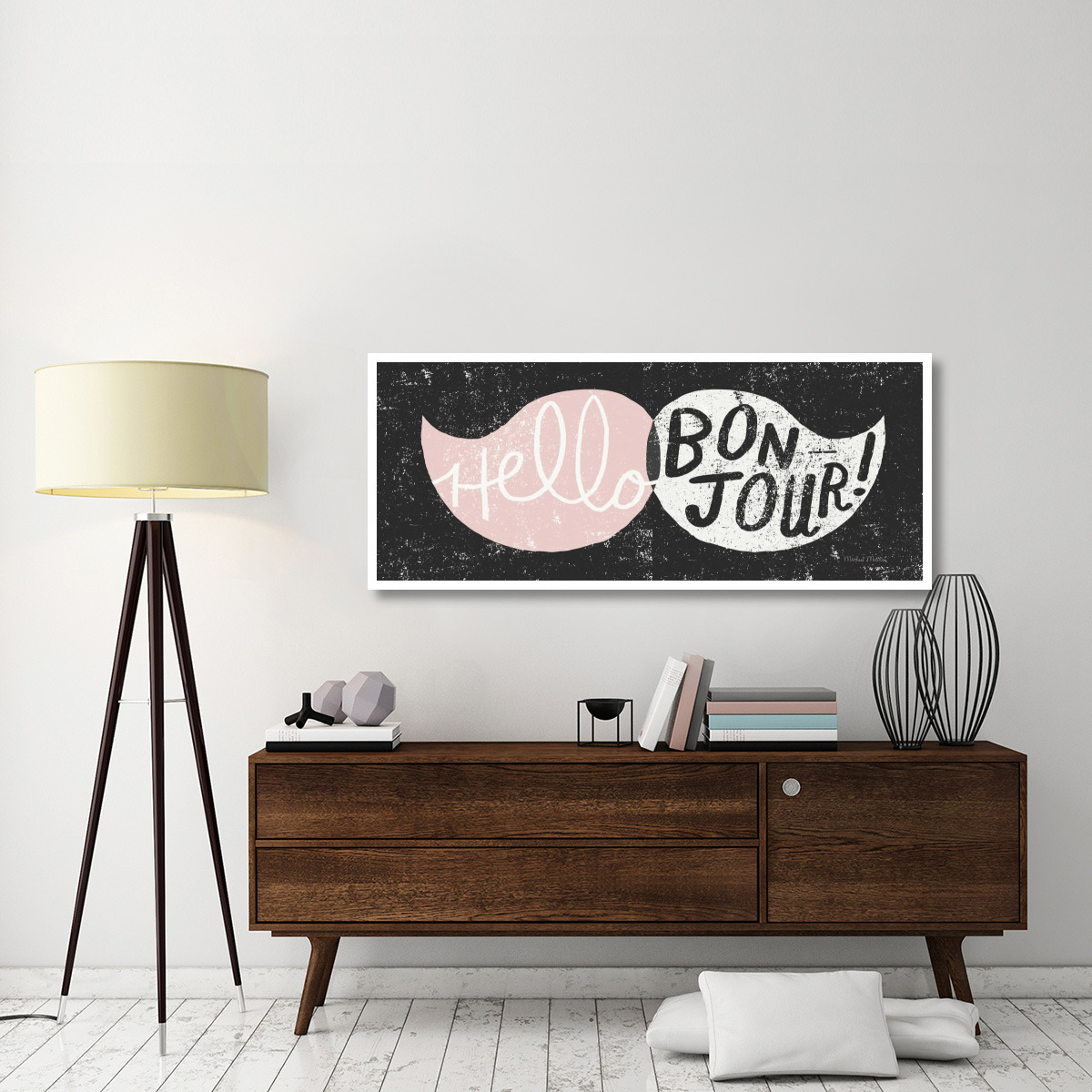 Ridiculous Mustache Vintage Panel Black and Pink -Paper Art-62&quotx26"