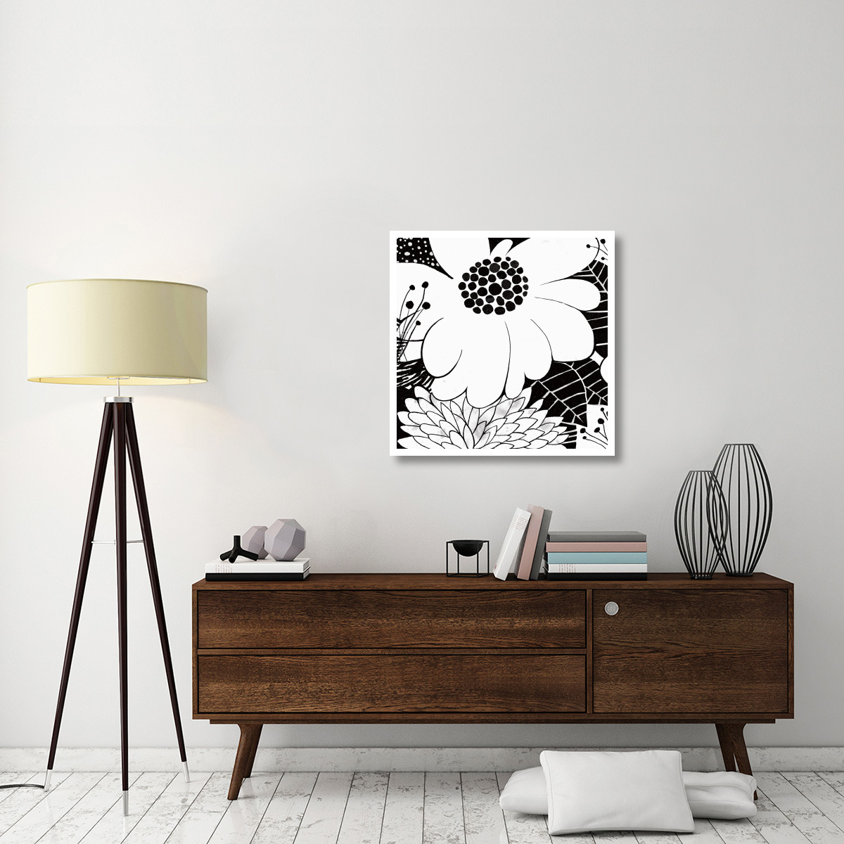 Feeling Groovy I Black and White -Paper Art-32&quotx32"