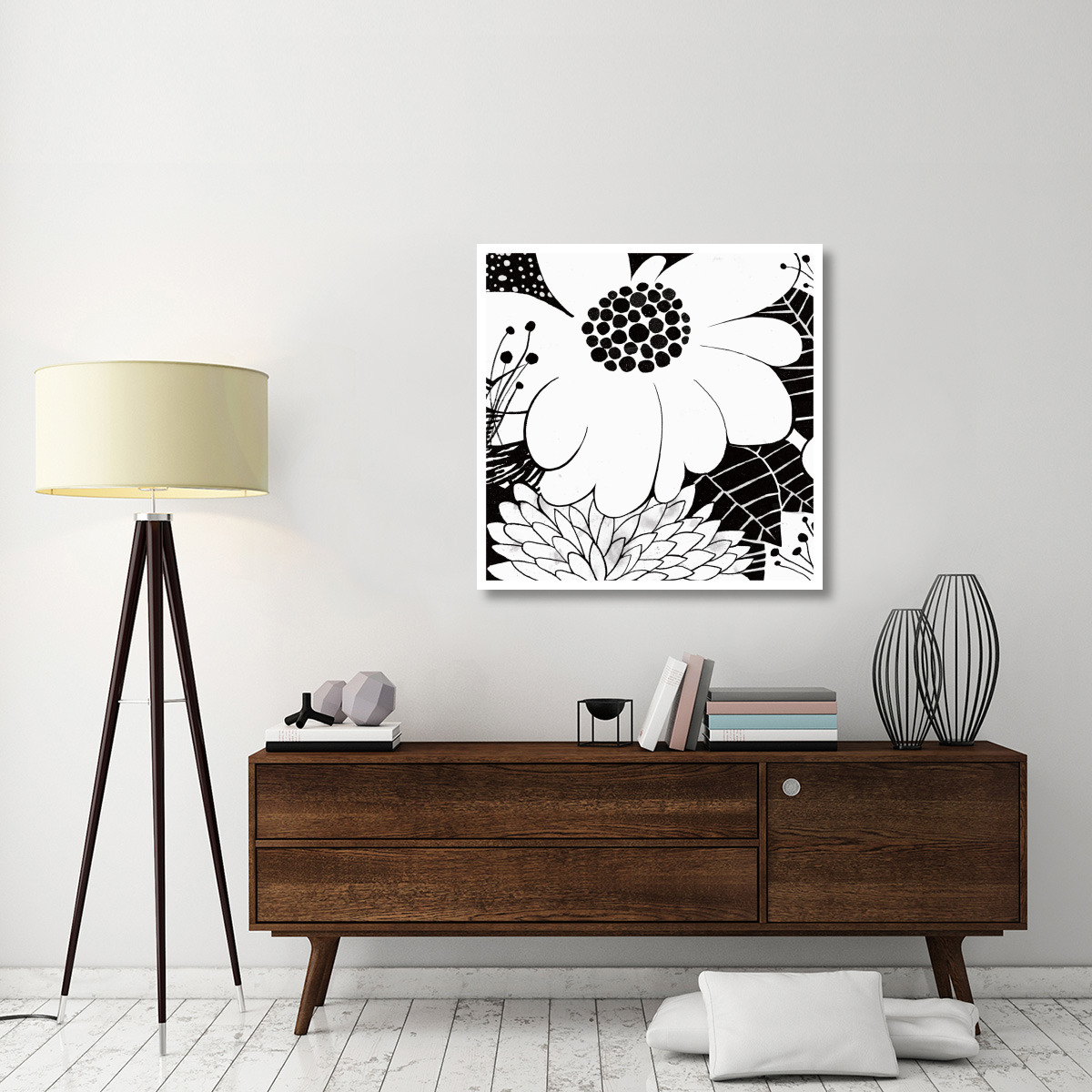 Feeling Groovy I Black and White -Paper Art-38&quotx38"