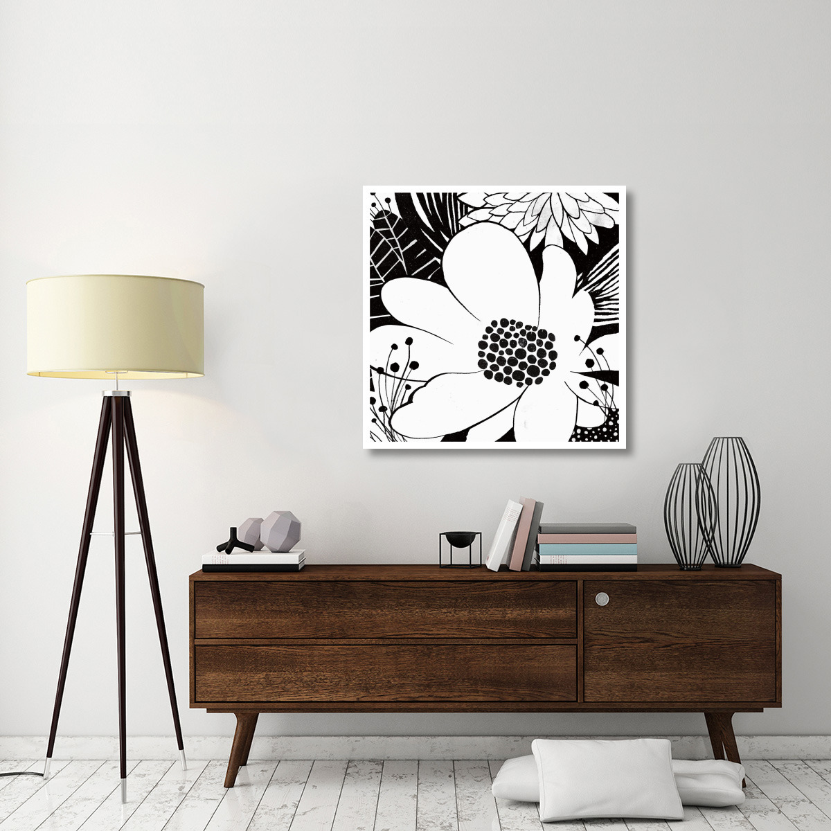 Feeling Groovy II Black and White -Paper Art-38&quotx38"