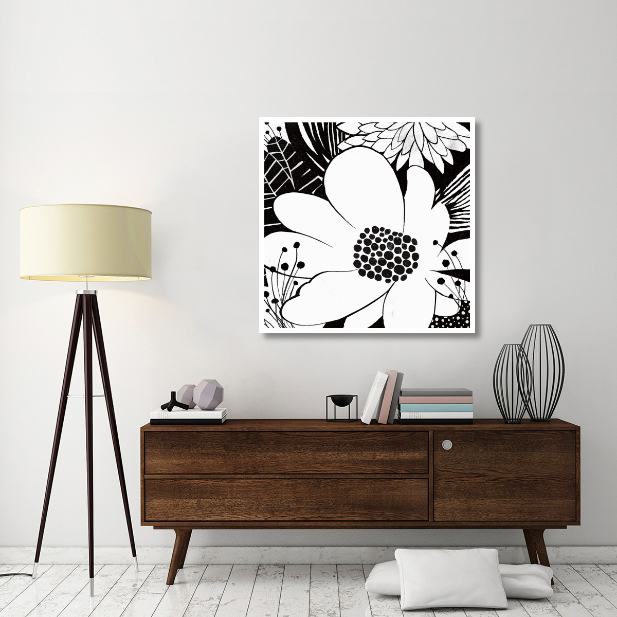 Feeling Groovy II Black and White -Paper Art-42&quotx42"