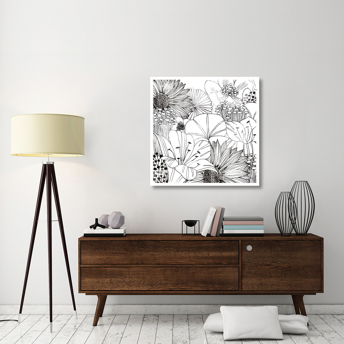 Contemporary Garden I Black and White -Paper Art-38&quotx38"