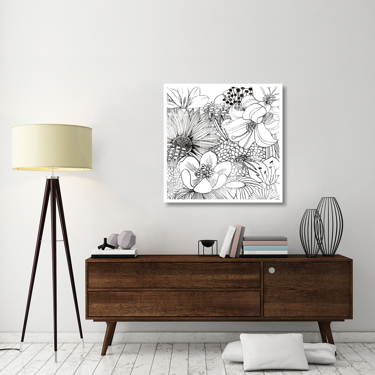Contemporary Garden II Black and White -Paper Art-38&quotx38"