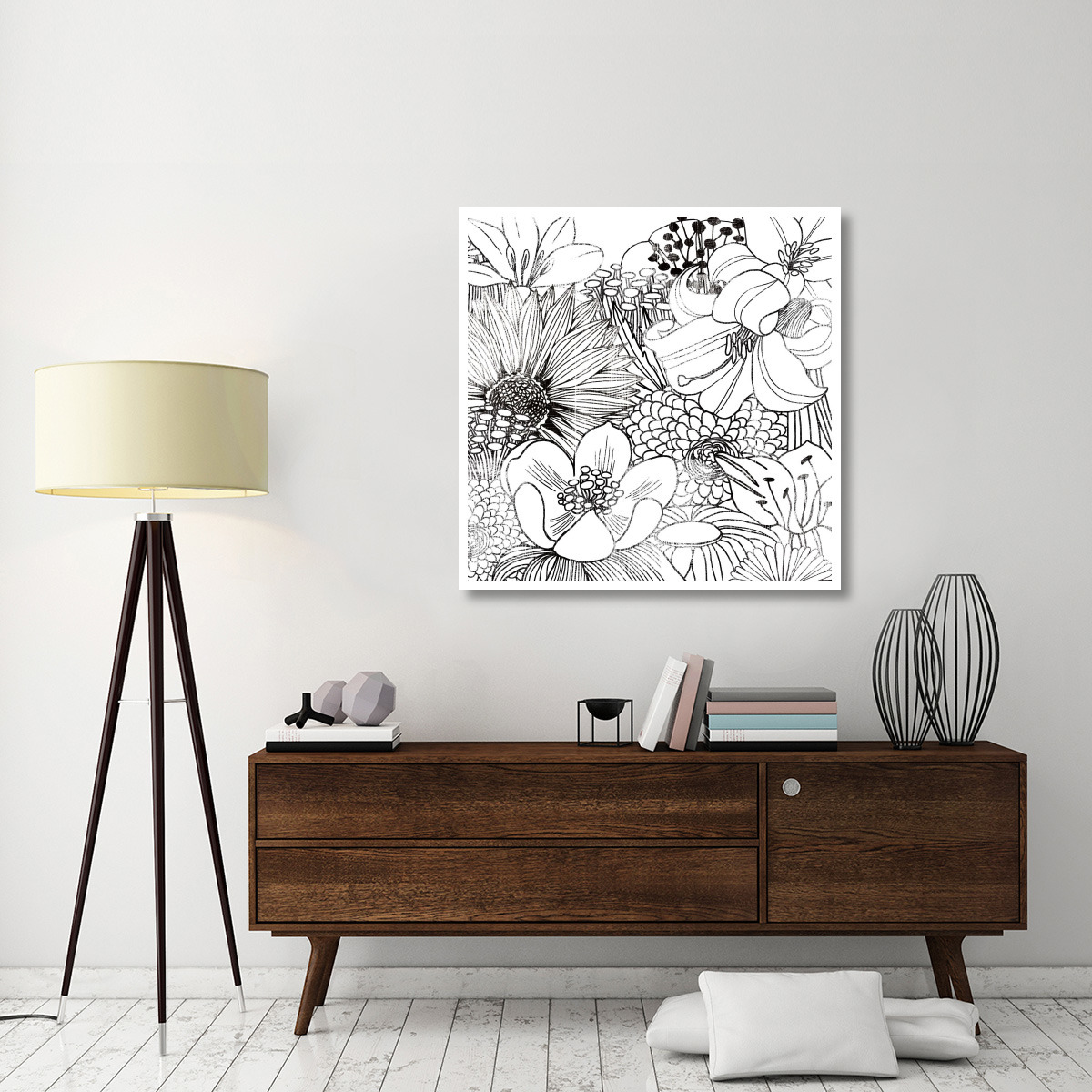 Contemporary Garden II Black and White -Paper Art-42&quotx42"