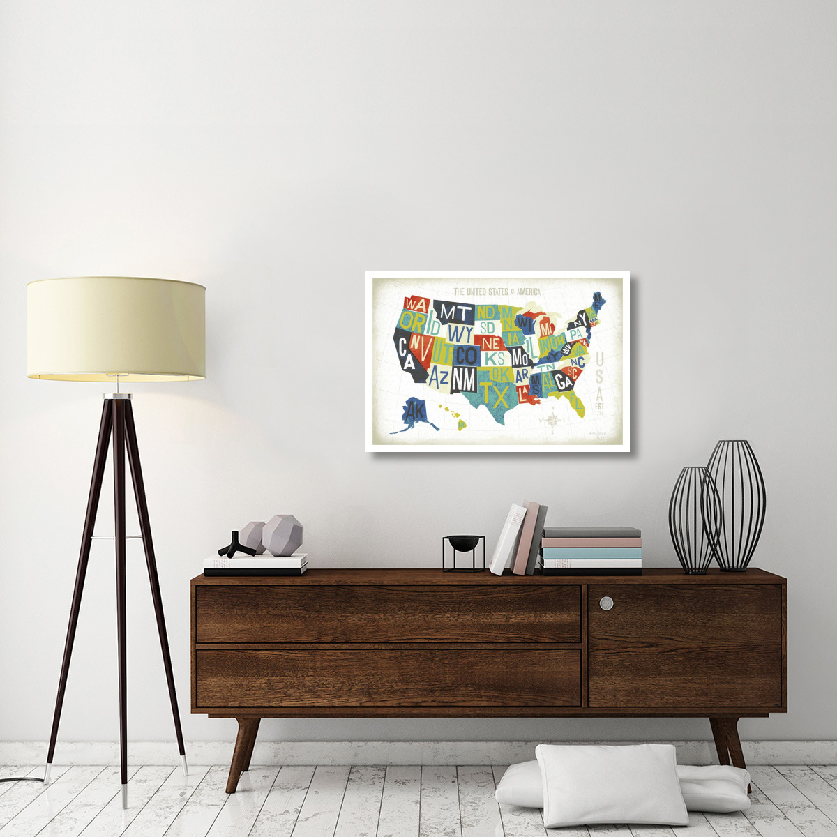 Letterpress USA Map -Paper Art-38&quotx26"