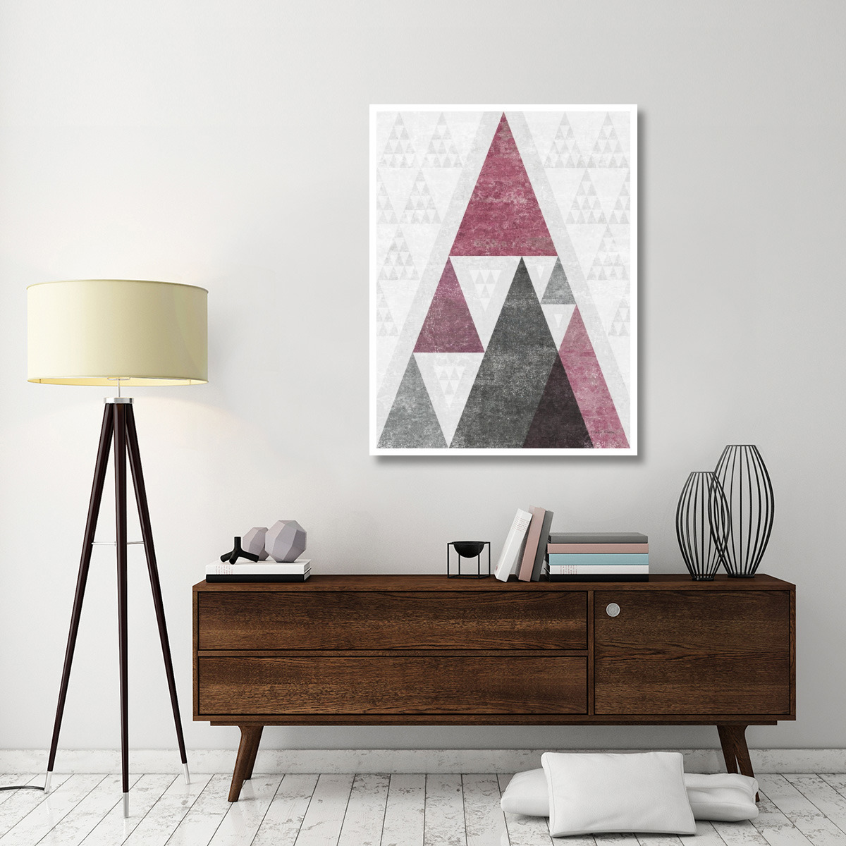 Mod Triangles III Soft Pink -Paper Art-38&quotx50"