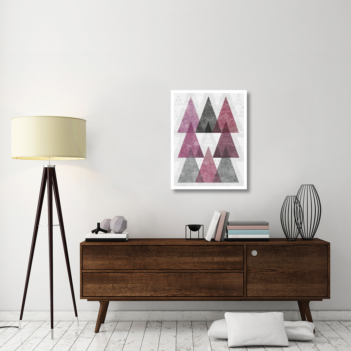 Mod Triangles IV Soft Pink -Paper Art-26&quotx34"