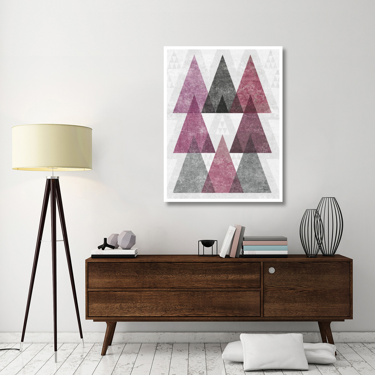 Mod Triangles IV Soft Pink -Paper Art-38&quotx50"
