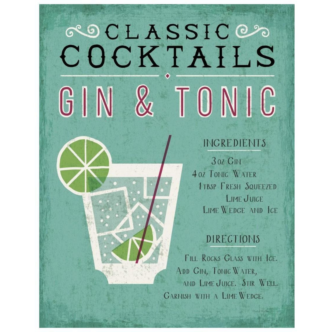 Classic Cocktail Gin and Tonic -Paper Art-22&quotx26"