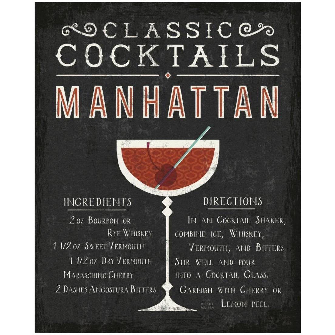 Classic Cocktail Manhattan -Paper Art-18&quotx22"