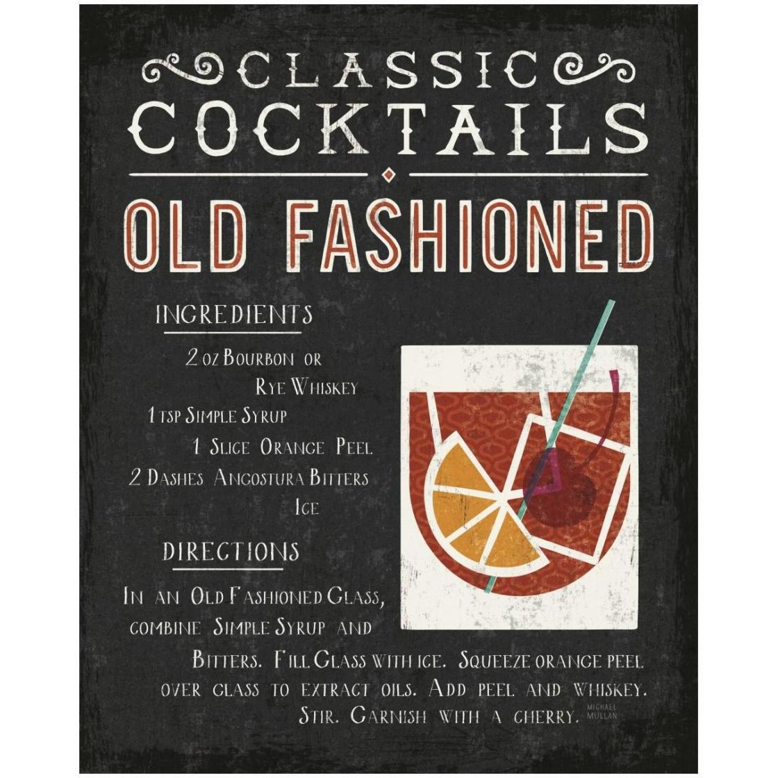 Classic Cocktail Old Fashioned -Paper Art-22&quotx26"