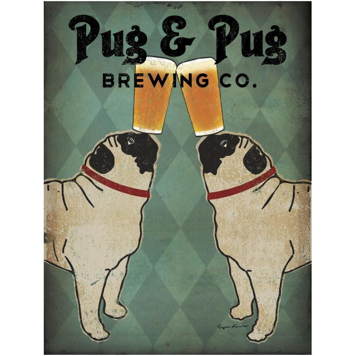 Pug and Pug Brewing -Paper Art-26&quotx34"