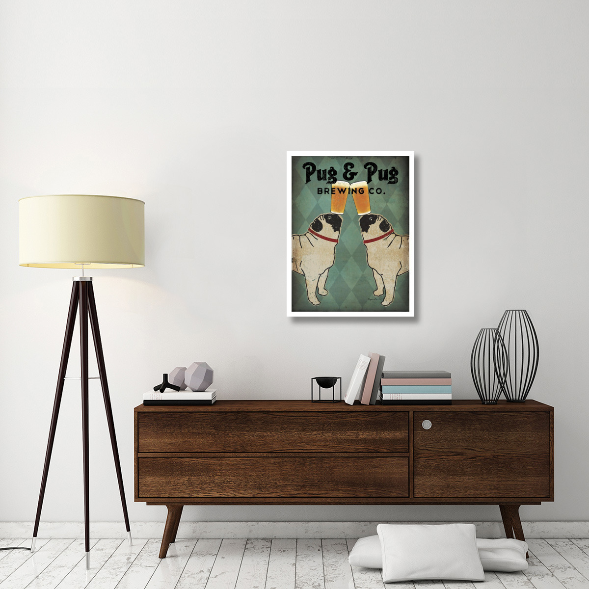 Pug and Pug Brewing -Paper Art-26&quotx34"