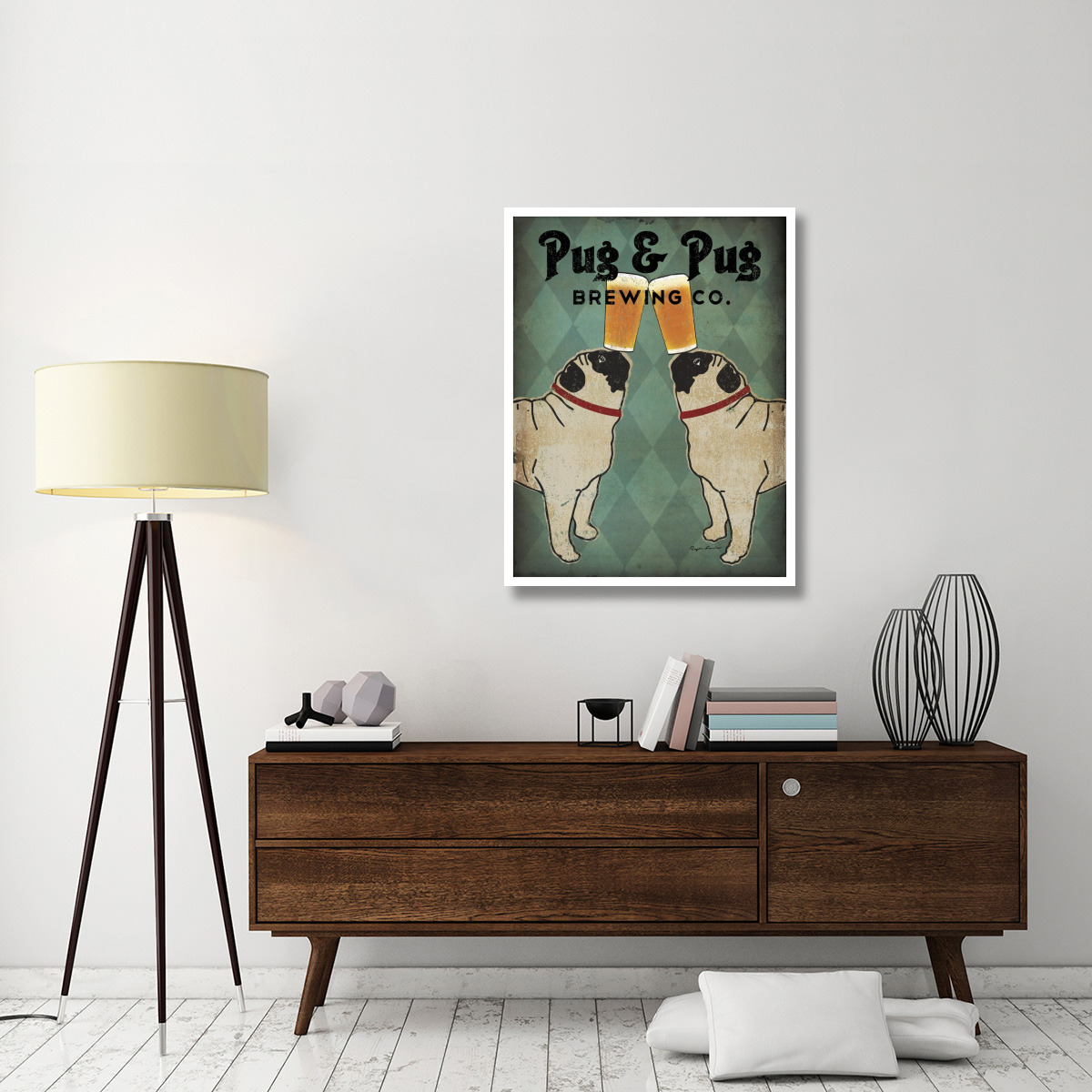 Pug and Pug Brewing -Paper Art-32&quotx42"