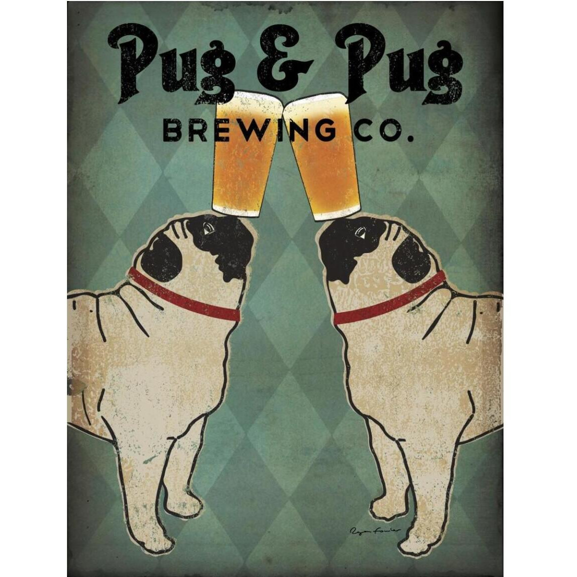 Pug and Pug Brewing -Paper Art-38&quotx50"