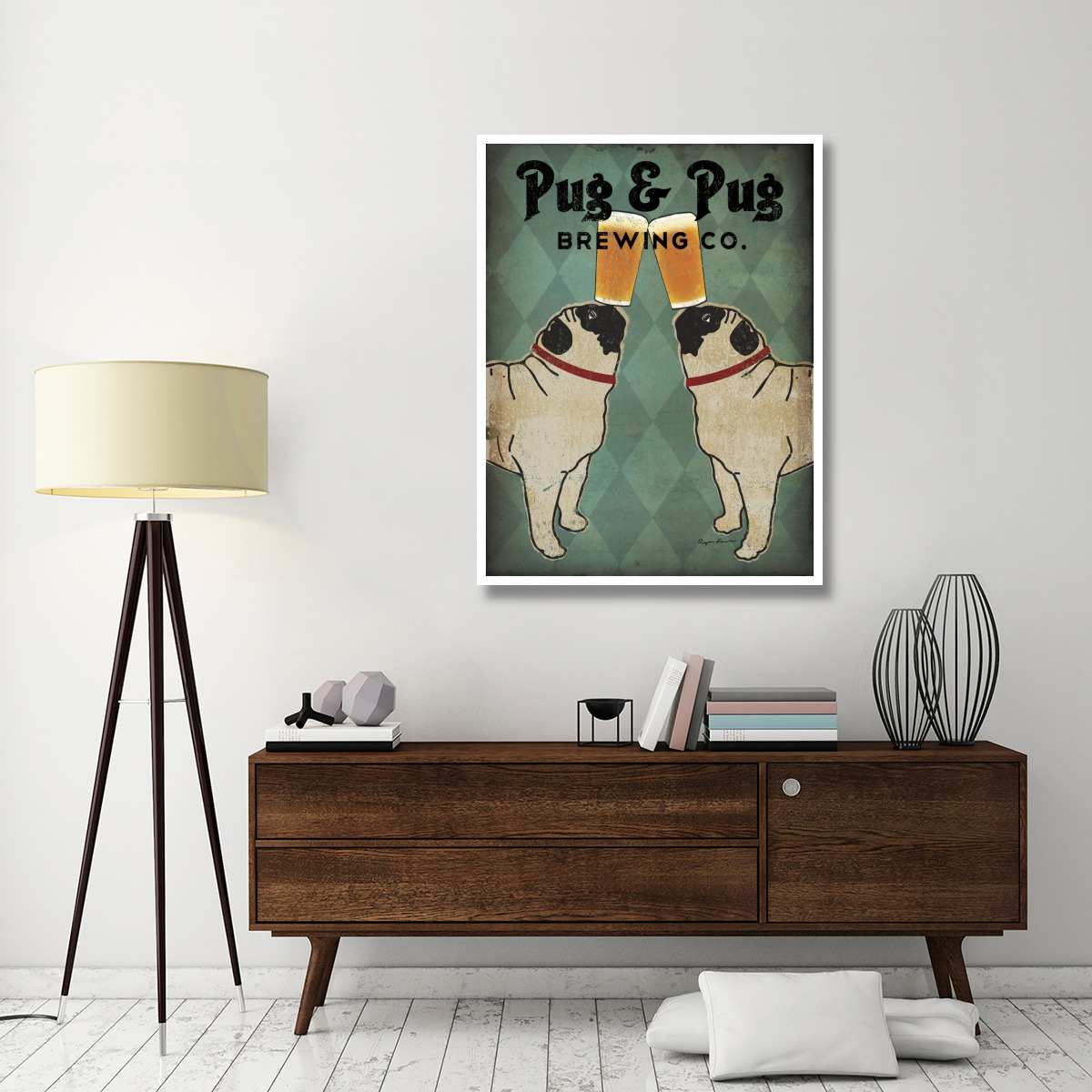 Pug and Pug Brewing -Paper Art-38&quotx50"