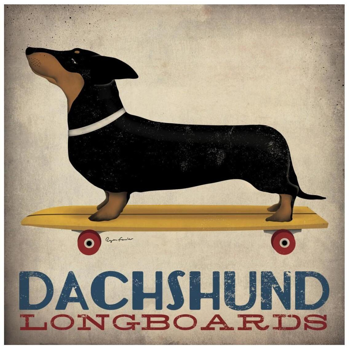 Dachshund Longboards -Paper Art-26&quotx26"