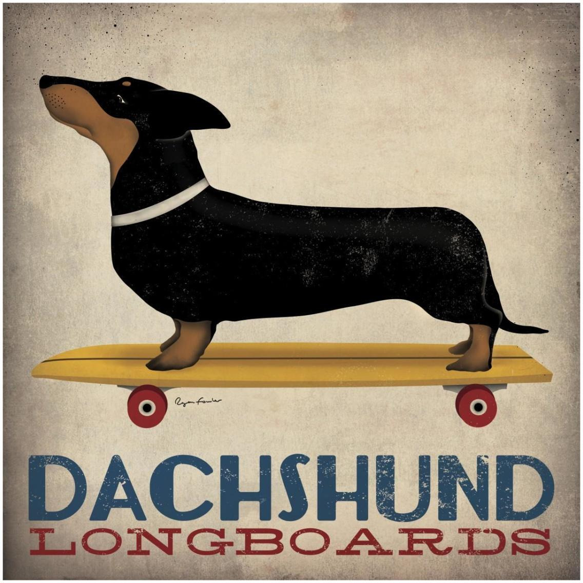 Dachshund Longboards -Paper Art-32&quotx32"