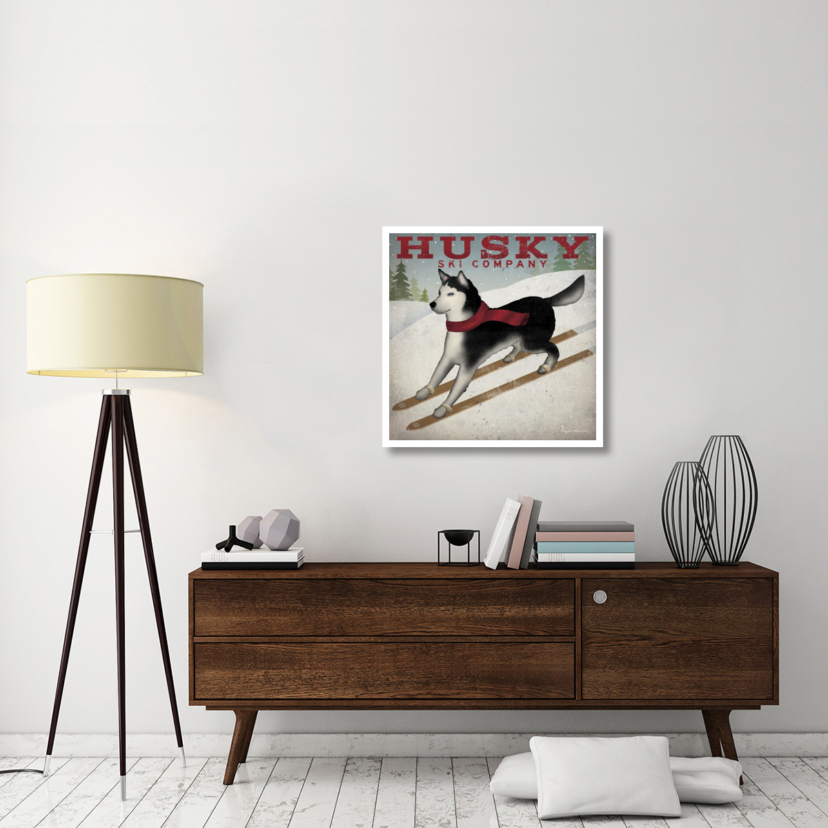 Husky Ski Co -Paper Art-32&quotx32"