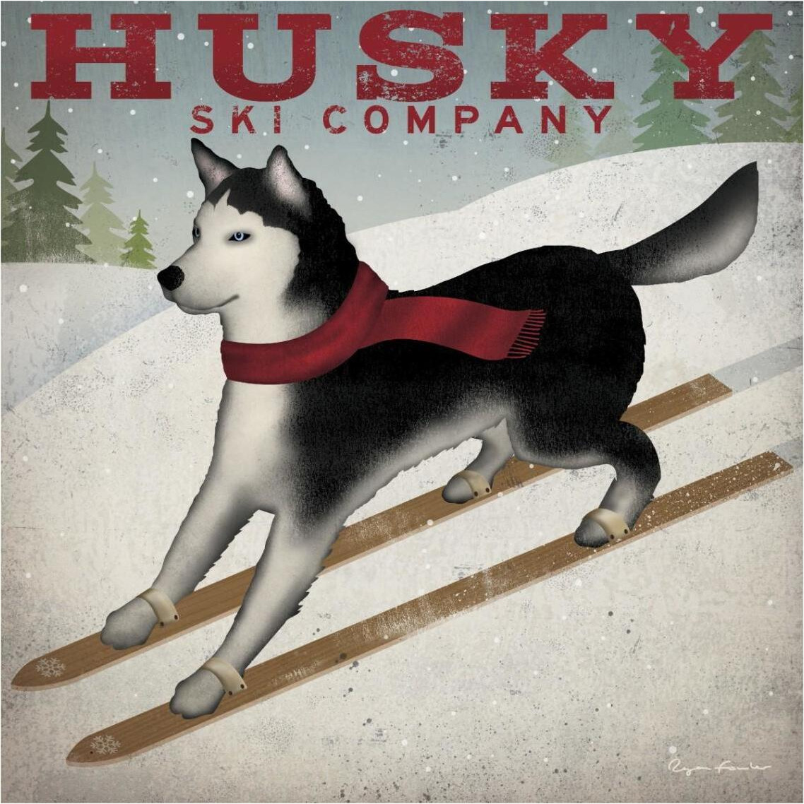 Husky Ski Co -Paper Art-38&quotx38"