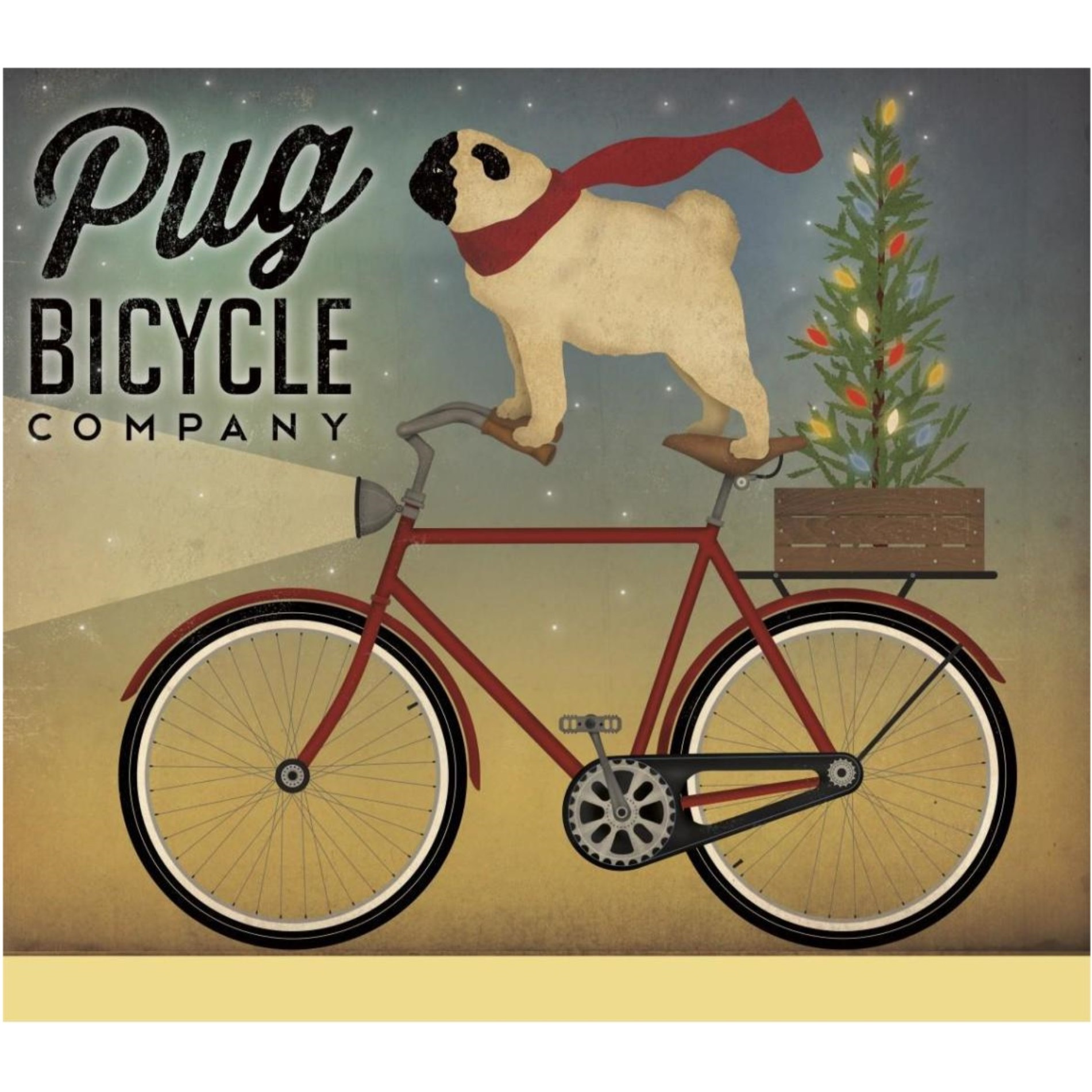 Pug on a Bike Christmas -Paper Art-38&quotx33.68"