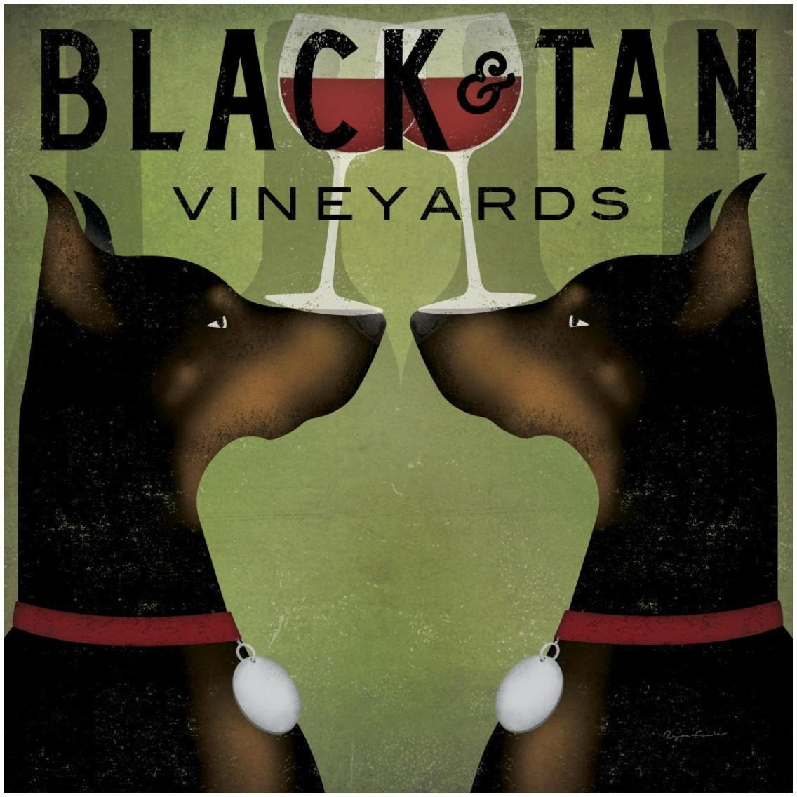 Double Doberman Vineyards -Paper Art-32&quotx32"