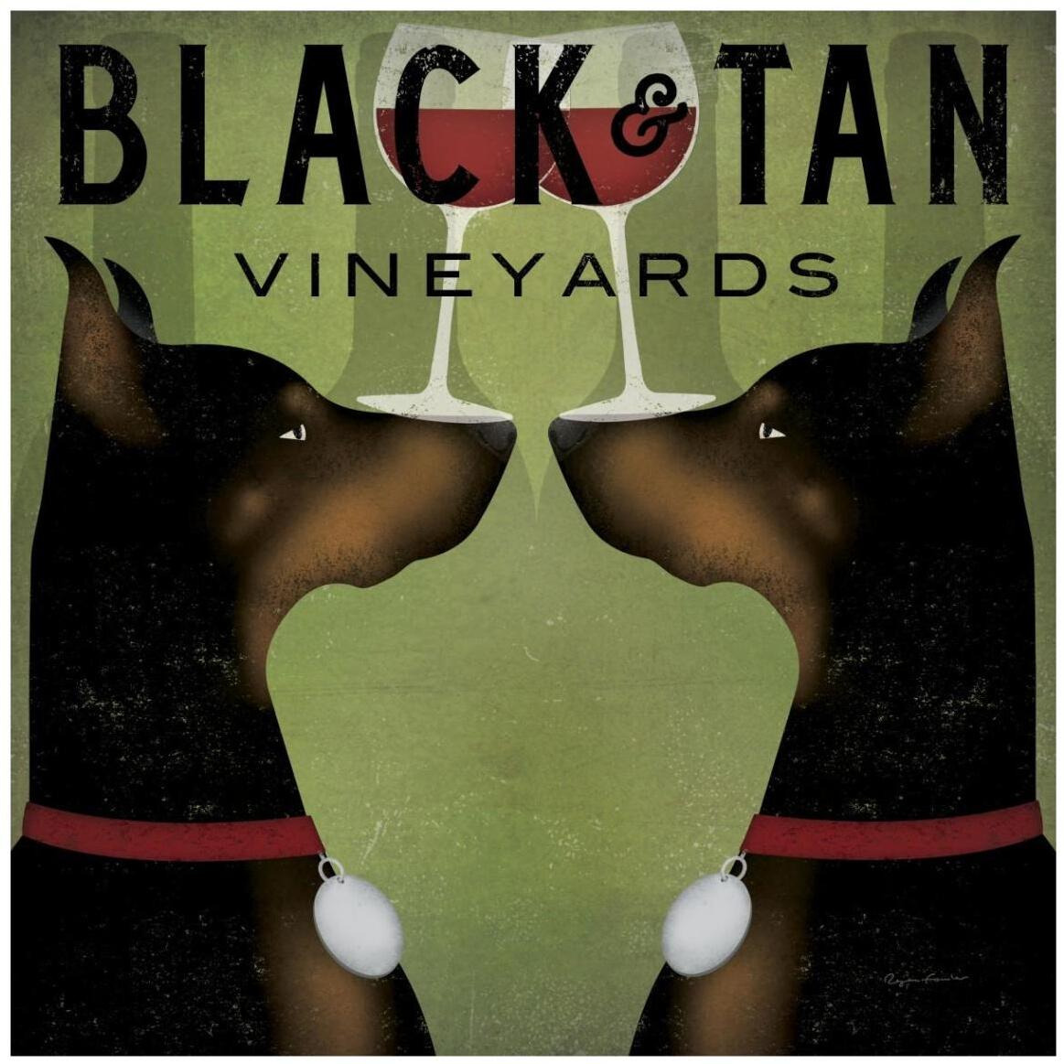 Double Doberman Vineyards -Paper Art-42&quotx42"
