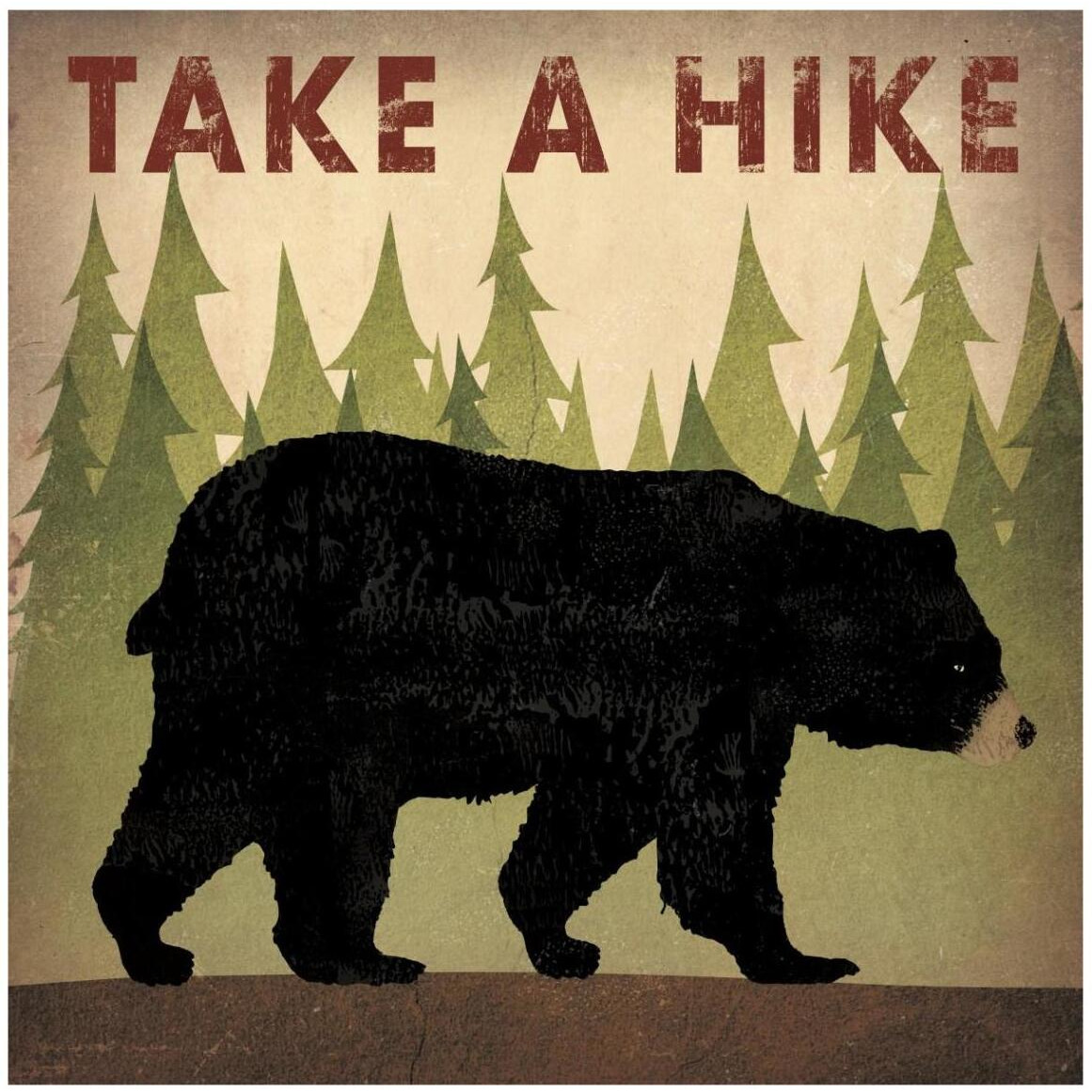 Take a Hike Black Bear -Paper Art-42&quotx42"
