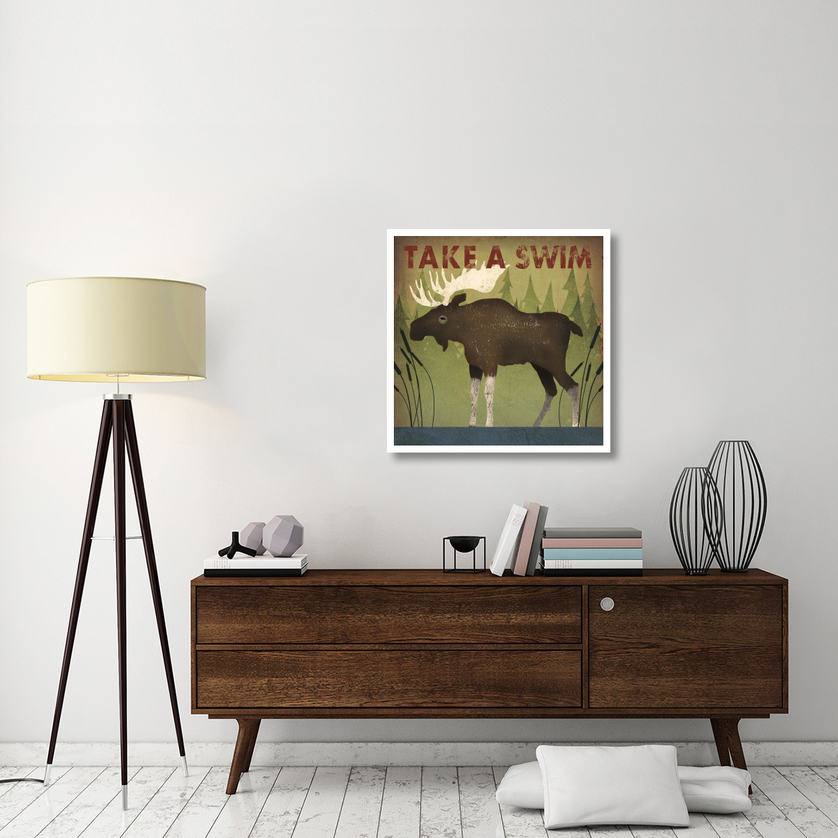 Take a Swim Moose -Paper Art-32&quotx32"
