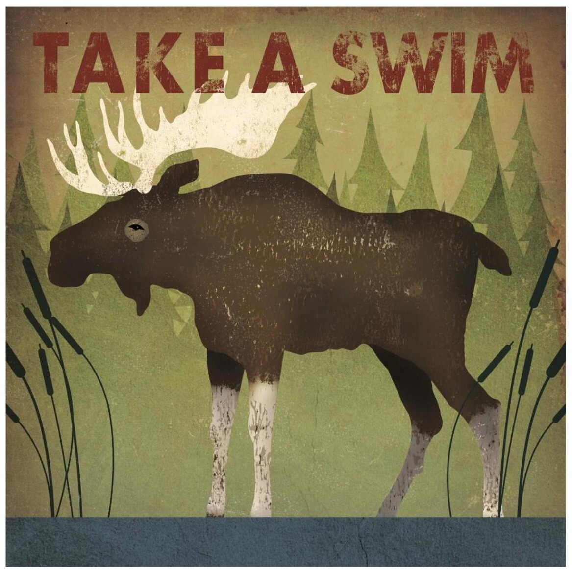 Take a Swim Moose -Paper Art-42&quotx42"