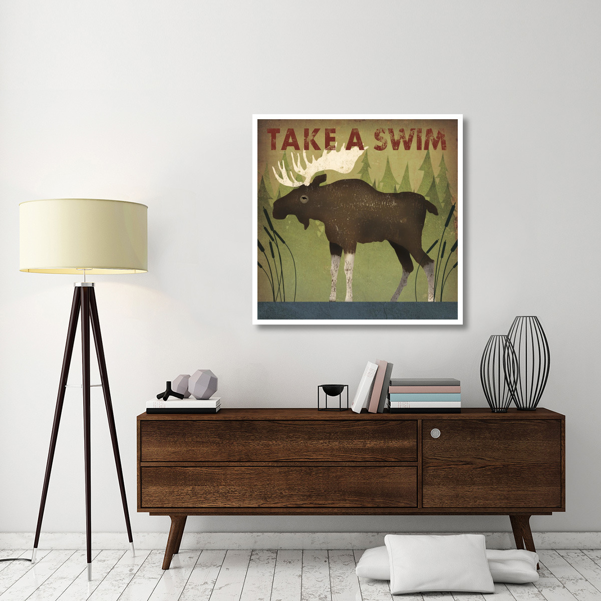 Take a Swim Moose -Paper Art-42&quotx42"