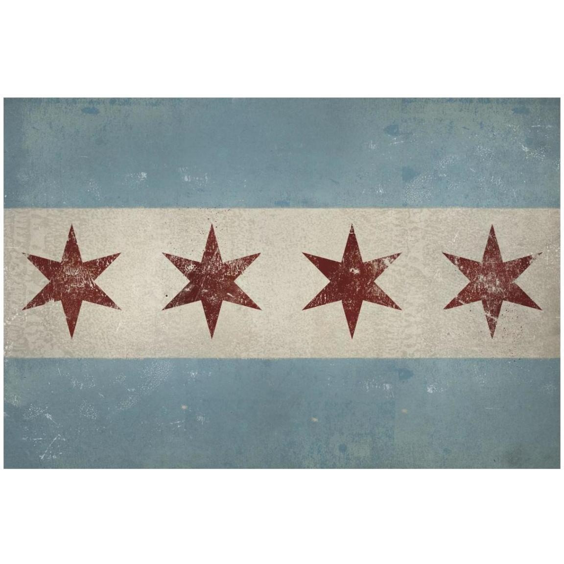 Chicago Flag -Paper Art-20&quotx14"