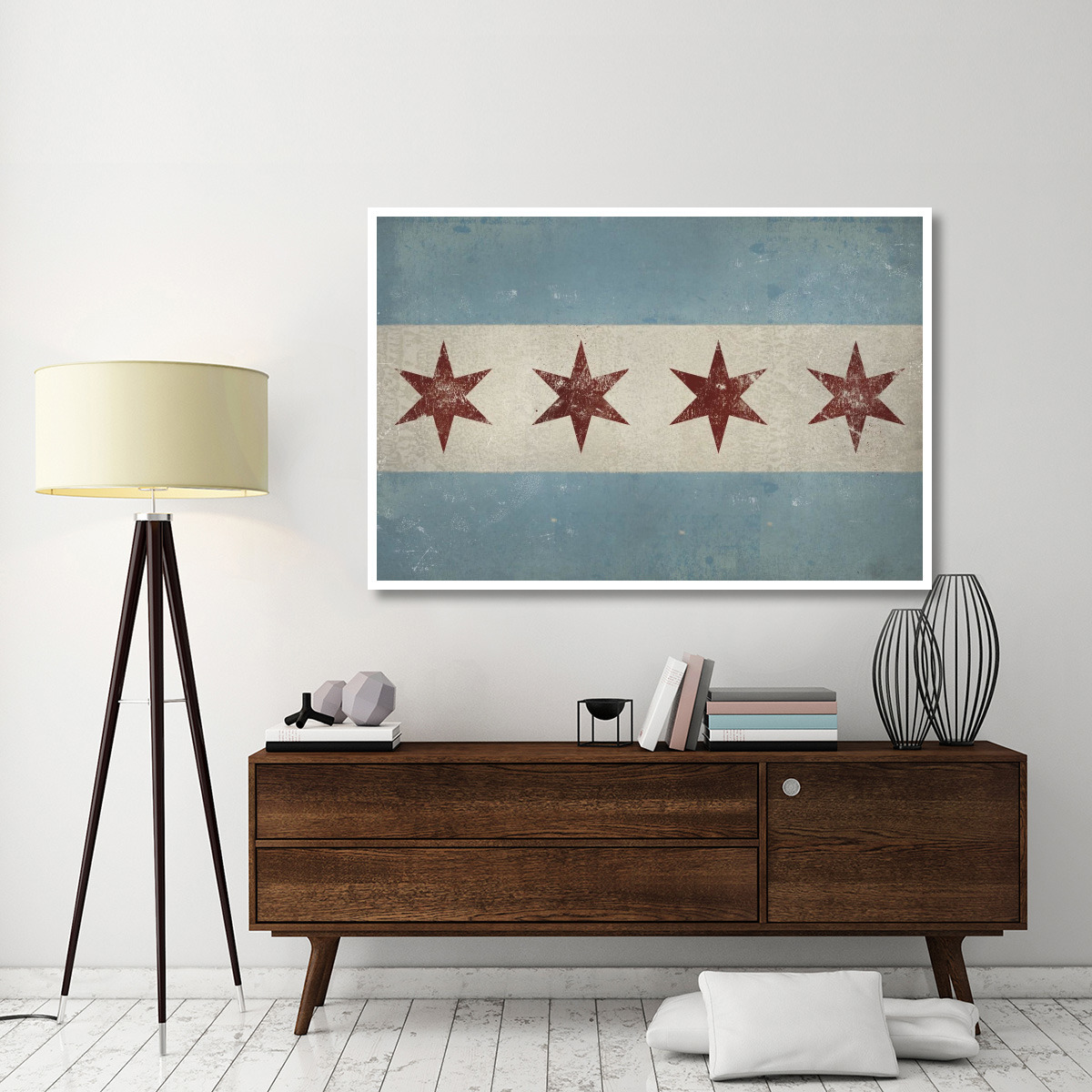 Chicago Flag -Paper Art-62&quotx42"