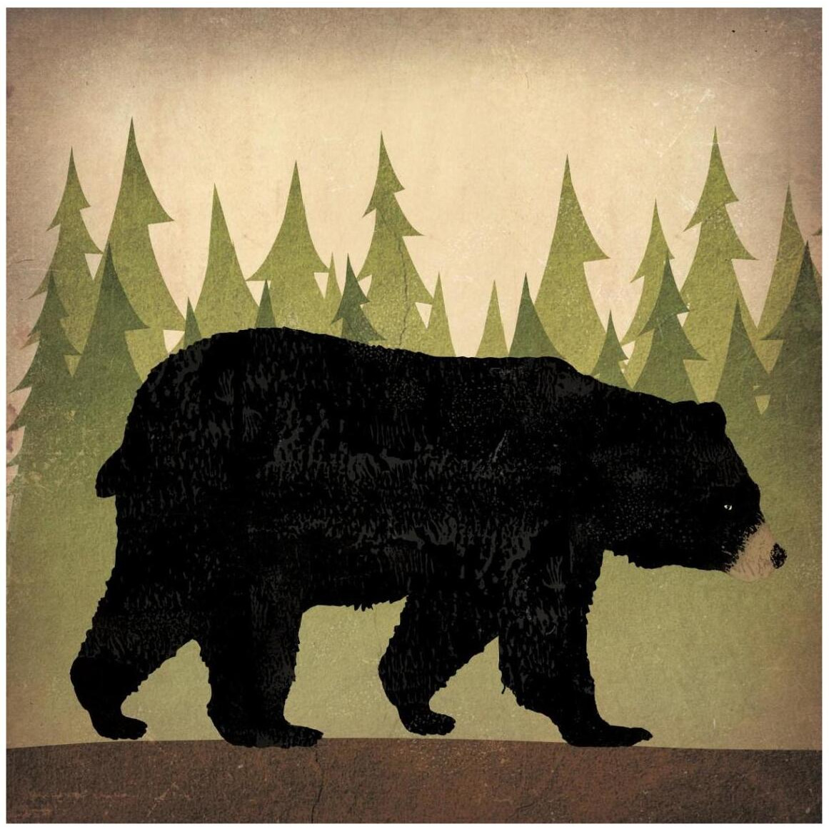 Take a Hike Bear no Words -Paper Art-42&quotx42"