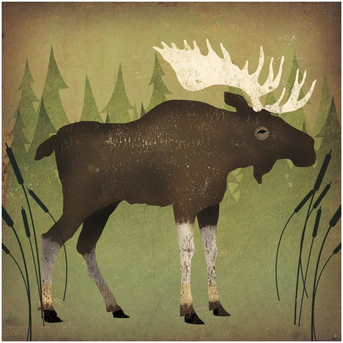 Take a Hike Moose no Words -Paper Art-32&quotx32"