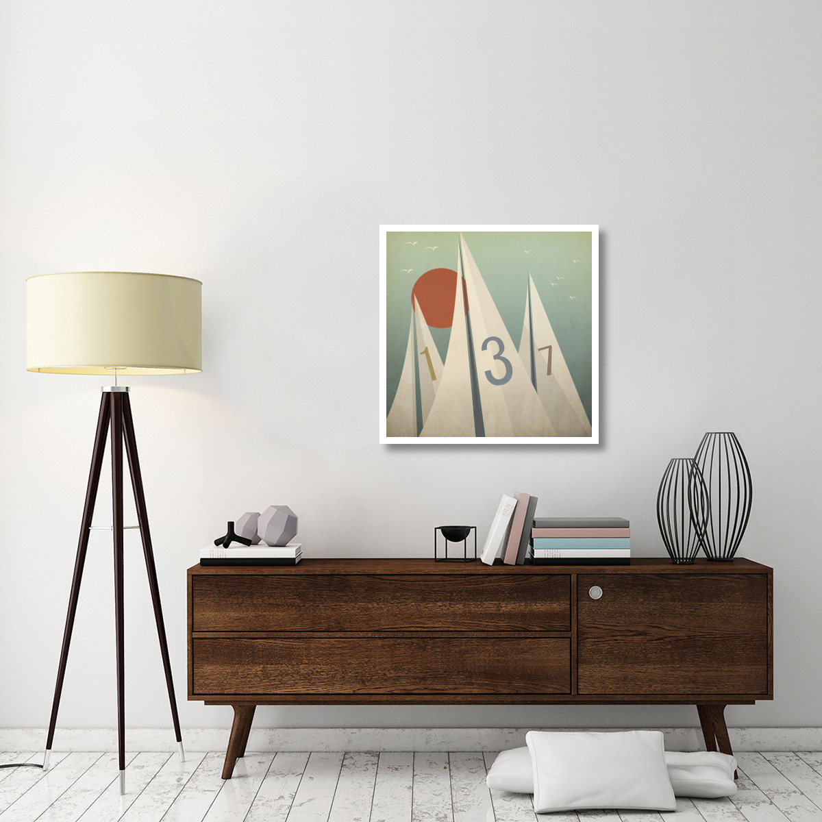 Sails VII with Sun -Paper Art-32&quotx32"
