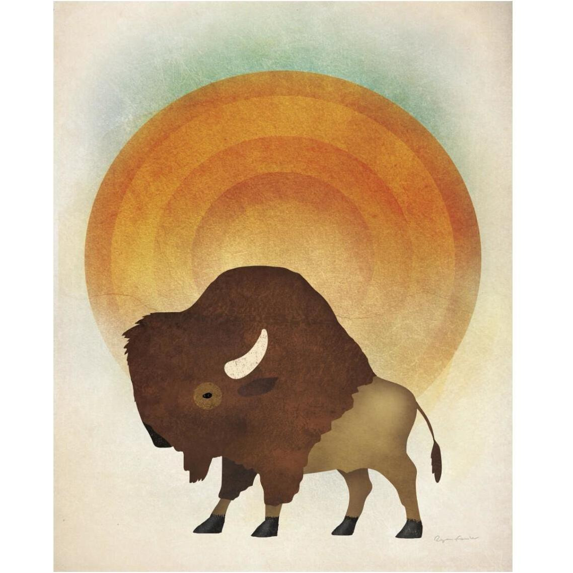 Blazing Sun Bison -Paper Art-30&quotx37"
