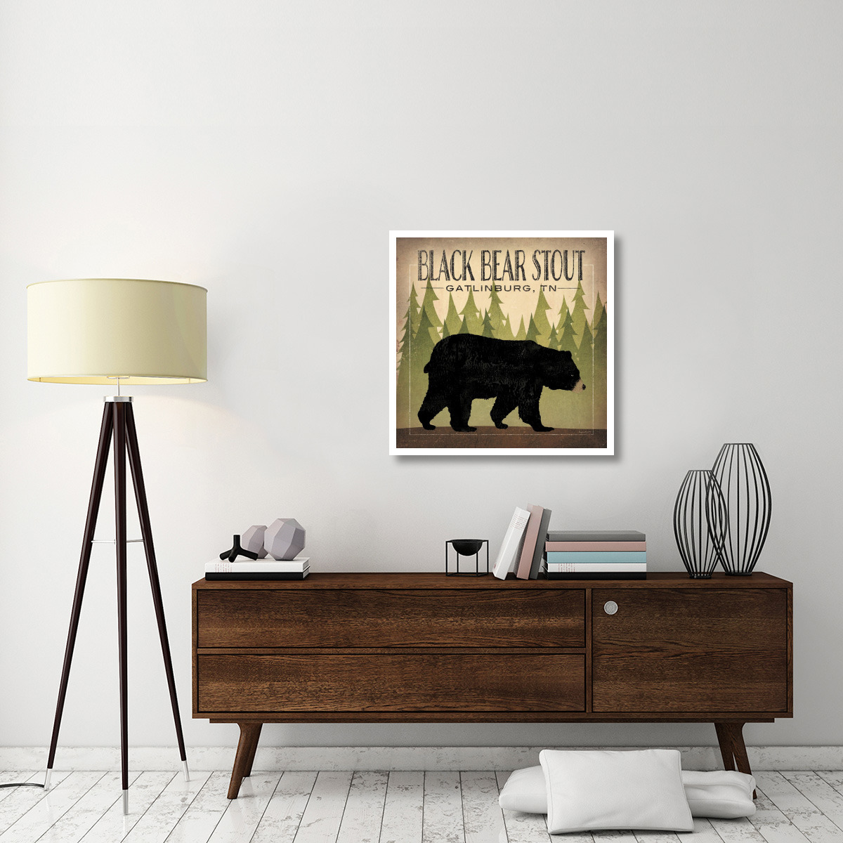 Take a Hike Bear Black Bear Stout -Paper Art-32&quotx32"