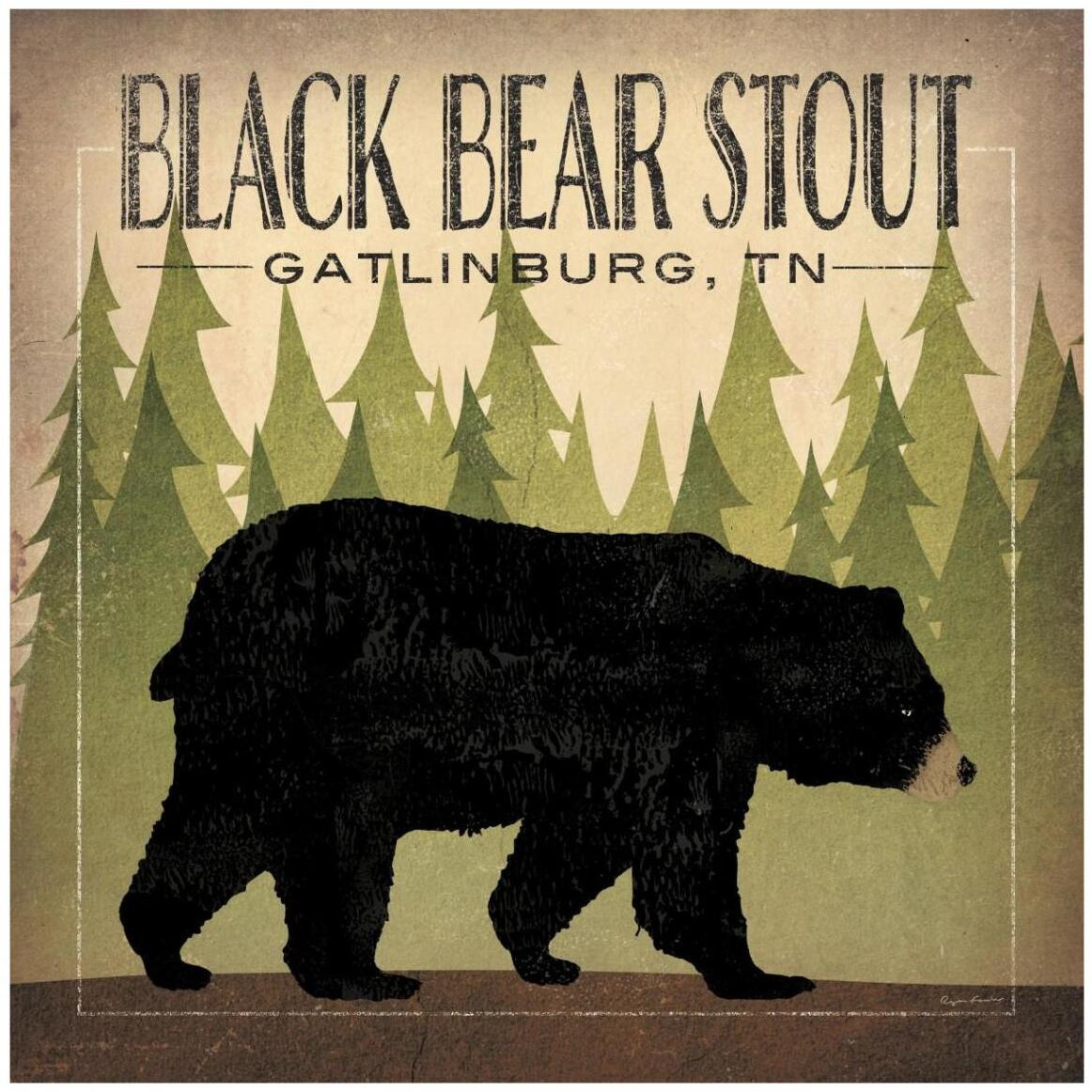 Take a Hike Bear Black Bear Stout -Paper Art-42&quotx42"