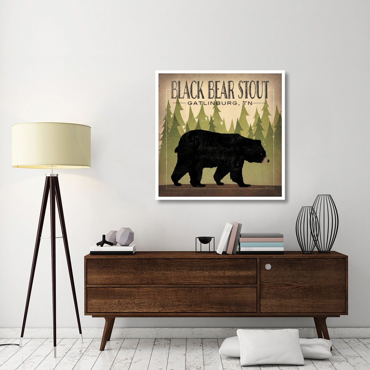 Take a Hike Bear Black Bear Stout -Paper Art-42&quotx42"