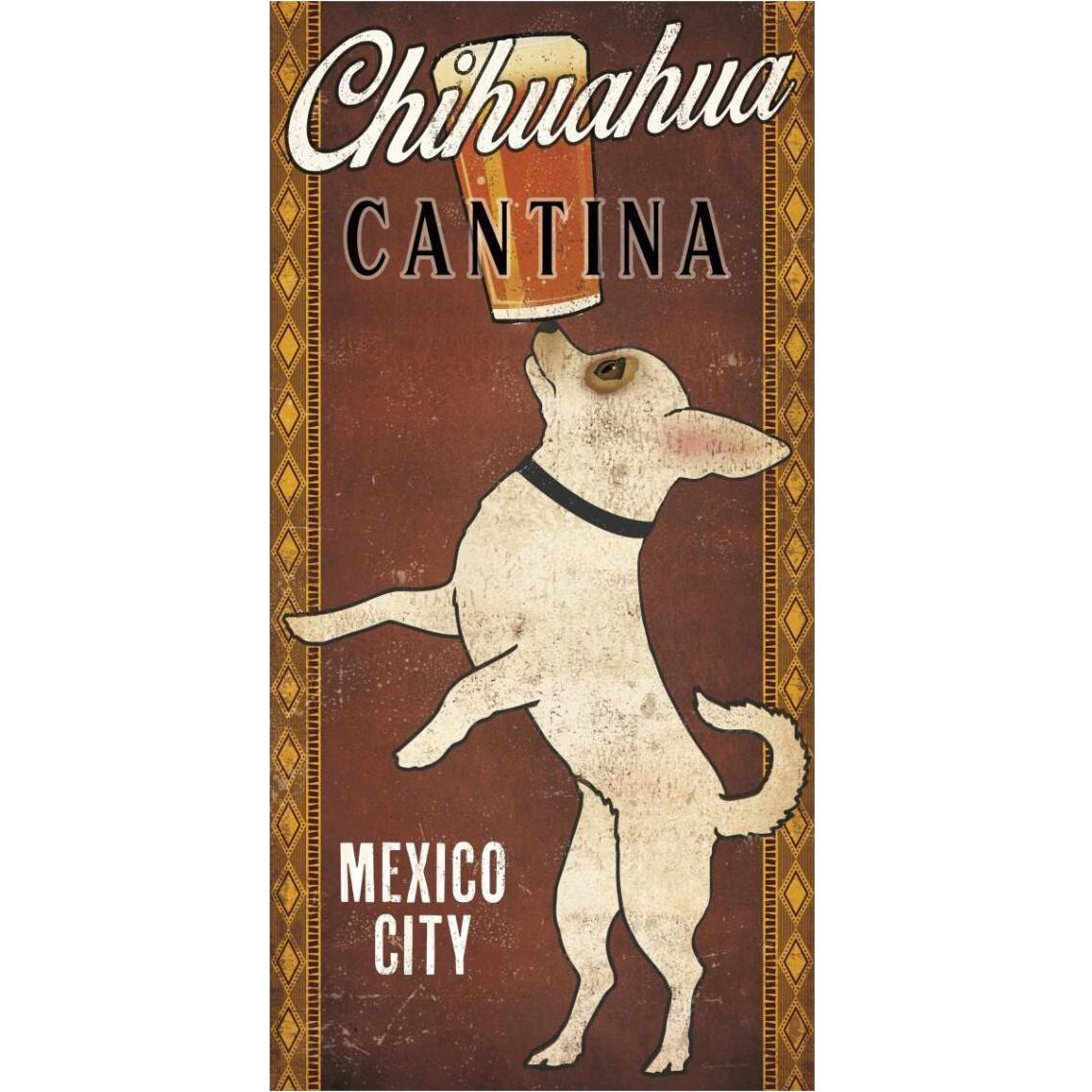 White Chihuahua on Red -Paper Art-20&quotx38"