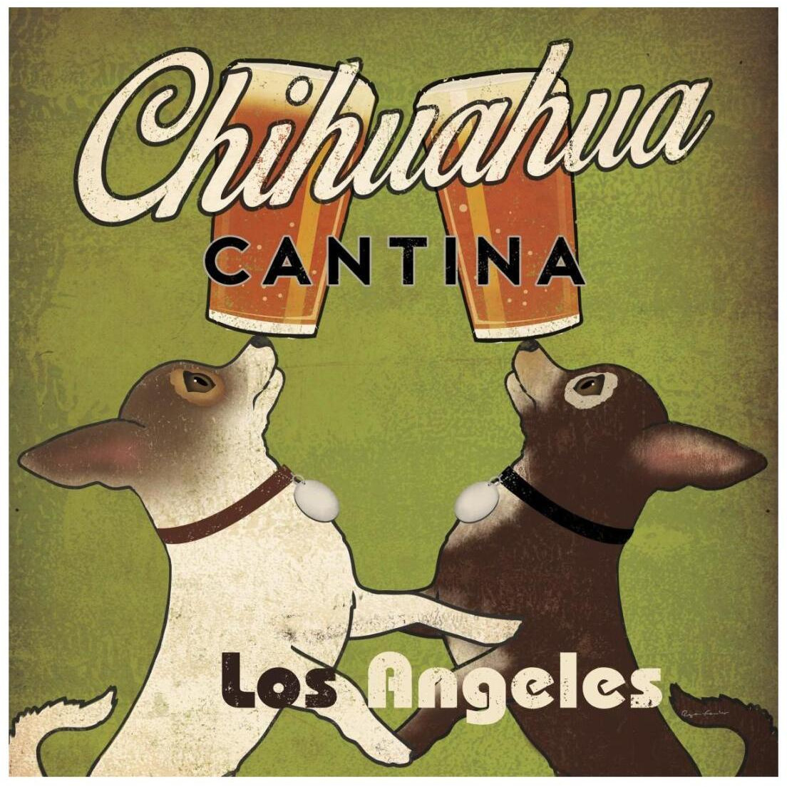 Double Chihuahua Crop Los Angeles -Paper Art-20&quotx20"
