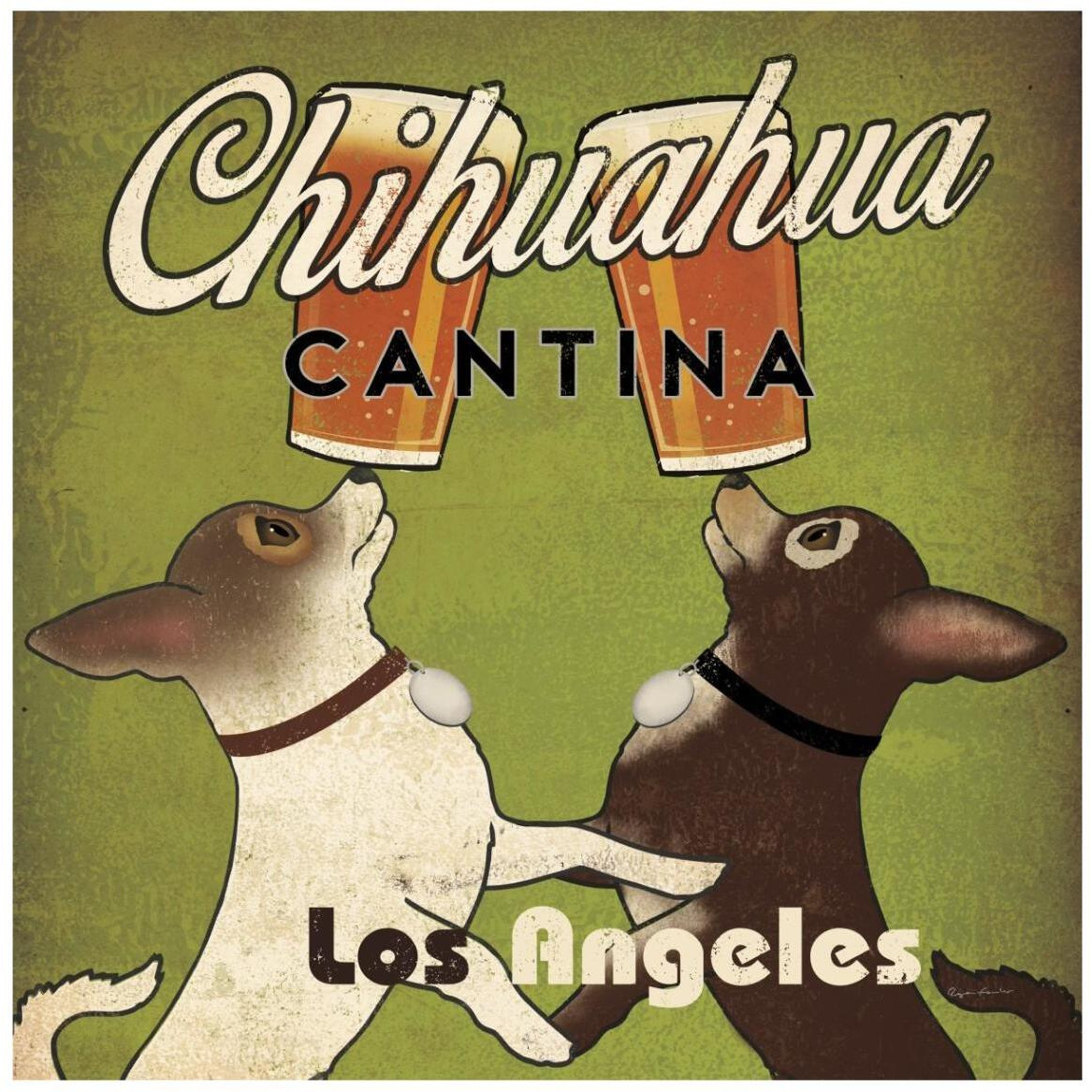 Double Chihuahua Crop Los Angeles -Paper Art-42&quotx42"