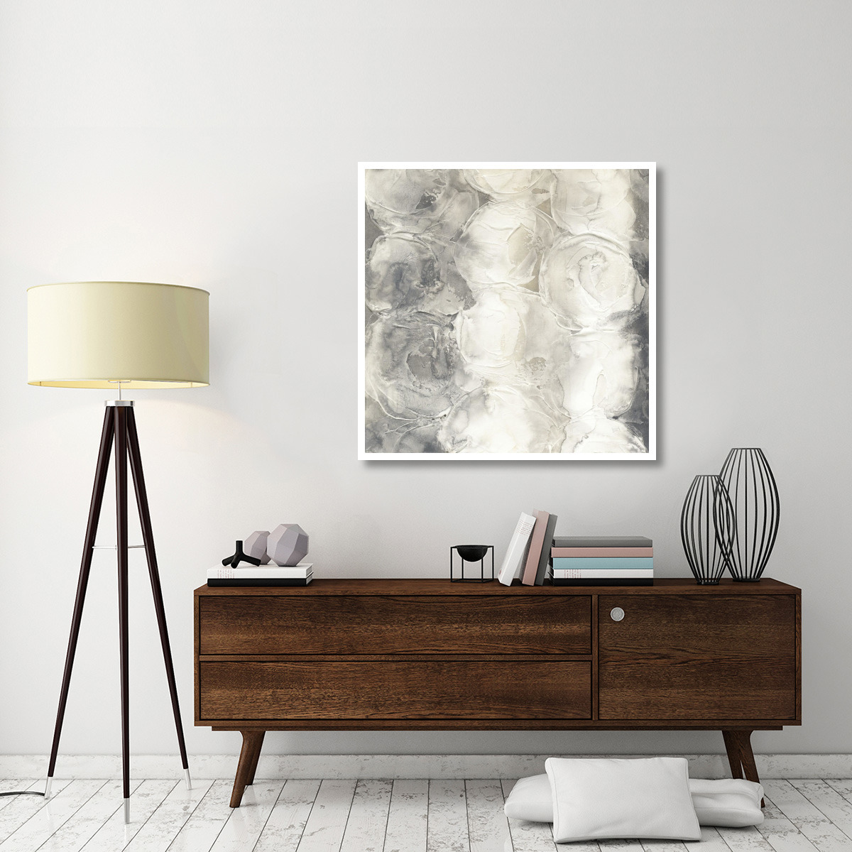 Gray Circles I -Paper Art-42&quotx42"