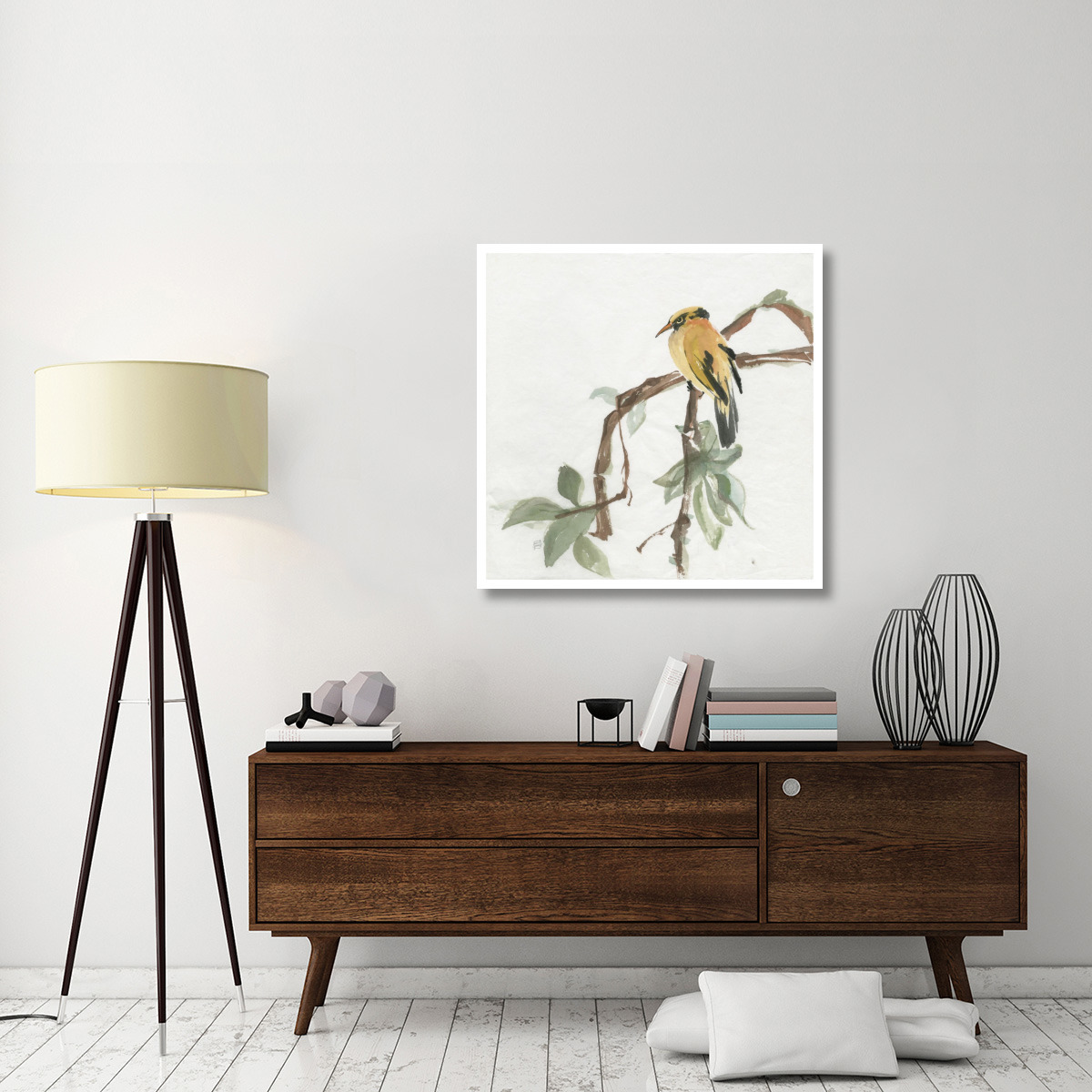 Black Napped Oriole -Paper Art-38&quotx38"