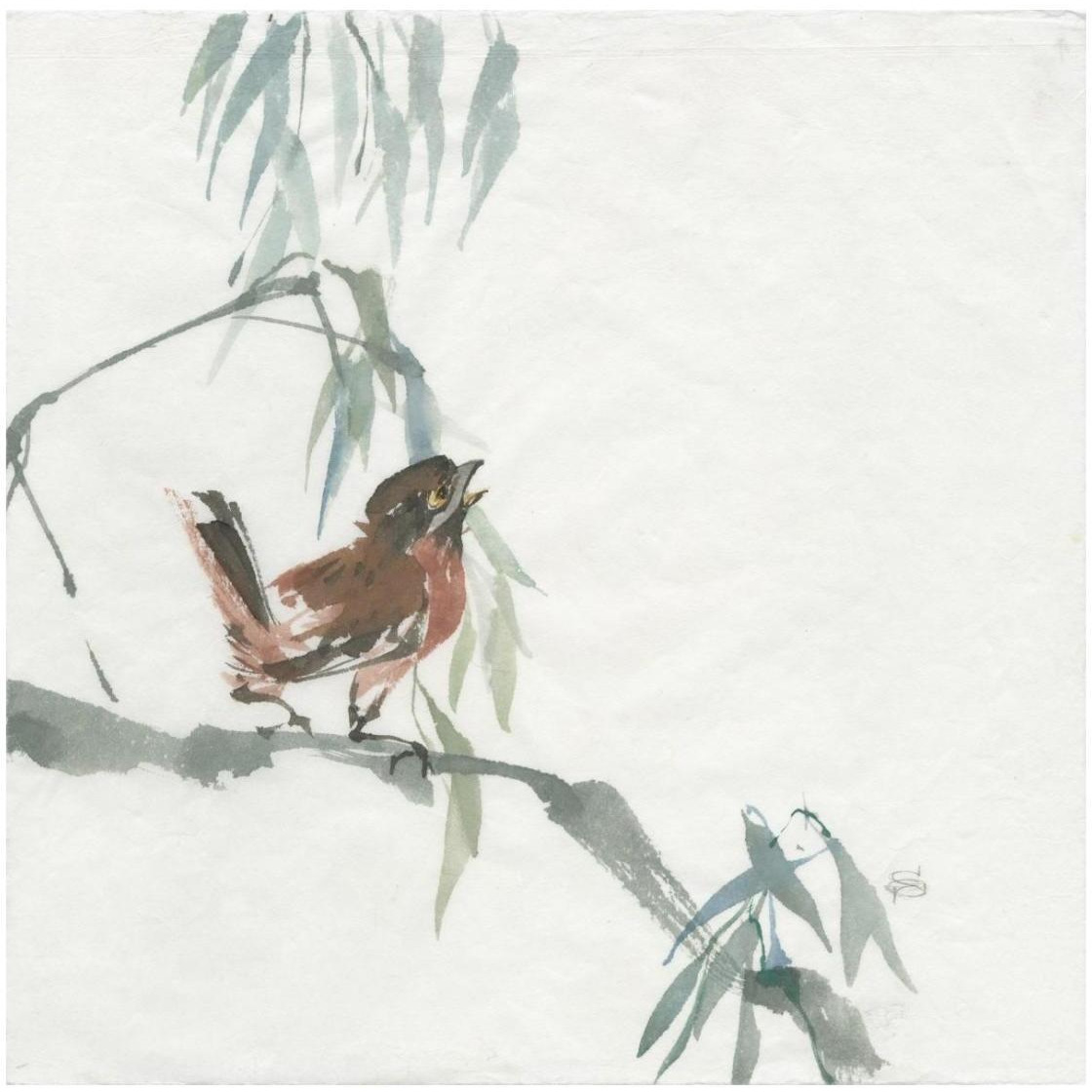Russet Sparrow -Paper Art-26&quotx26"