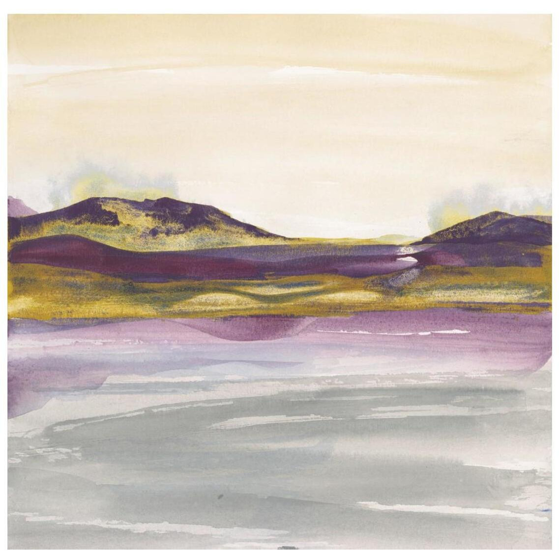 Purple Rock Dawn I Gold -Paper Art-26&quotx26"